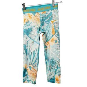 Nike Pro Girls Kids Youth Tropical Print 3/4 Length Legging Athletic Pants Med